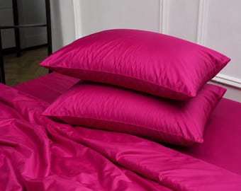 Juego de 2 fundas de almohada de satén, fundas de almohada de satén suave, fundas de almohada de lujo, ropa de cama de color liso, juego de fundas de almohada para dormitorio