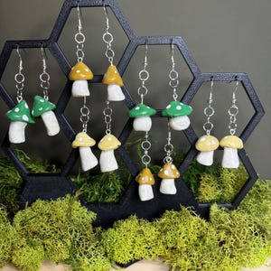 Mushroom Earrings, Unique Funky Jewelry, Quirky and Unusual Accessories, Gnome-Inspired Earrings, Fairycore - Custom Colors