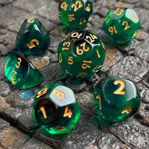 Lizardfolk Gem DCC Dice, Dungeon Crawl Classics, Resin Zocchi Dices Set