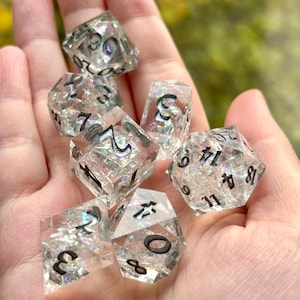 7 dés D&D, dés en résine limpide, RPG, jeux de table, cadeaux D&D