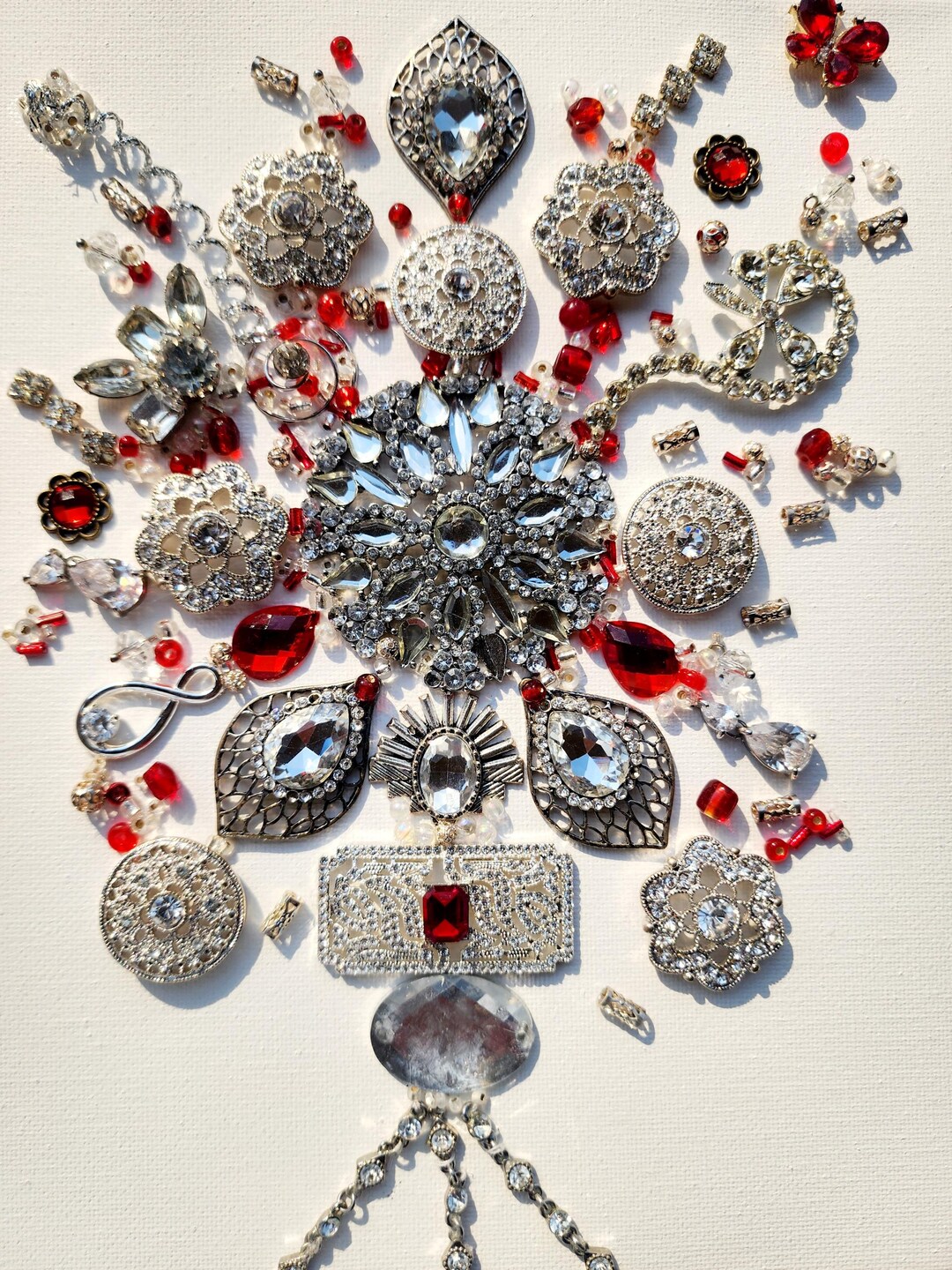 Red Jewelry Repurposed Art Picture Canvas - Etsy
