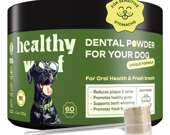 Polvo dental para perros y gatos: algas islandesas, control del sarro, aliento fresco
