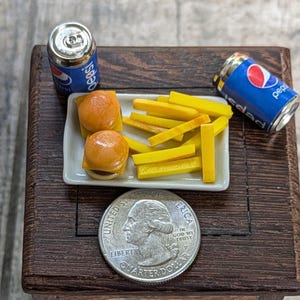 Miniature Dollhouse Pepsi, Burgers, Fries