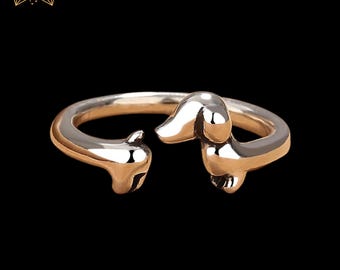 Dainty Dachshund Ring in Sterling Silver, Cute Dog Ring, Adjustable Ring, Minimalist Ring, Gift for Her, Gift for Women, Christmas Gift