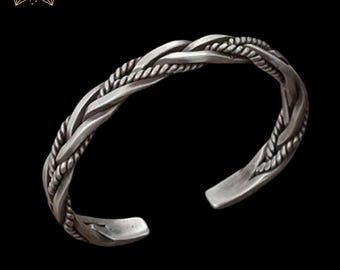 925 Sterling Silver Viking Bracelet Bangle Men’s Women’s Unisex Bracelet, Adjustable Bracelet, Gift for her