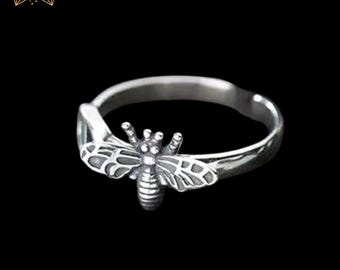 Bee spinner ring, 925 sterling silver ring, Statement ring, Fidget ring, Women ring, Honey Bee ring, Anxiety Ring, Christmas Gift