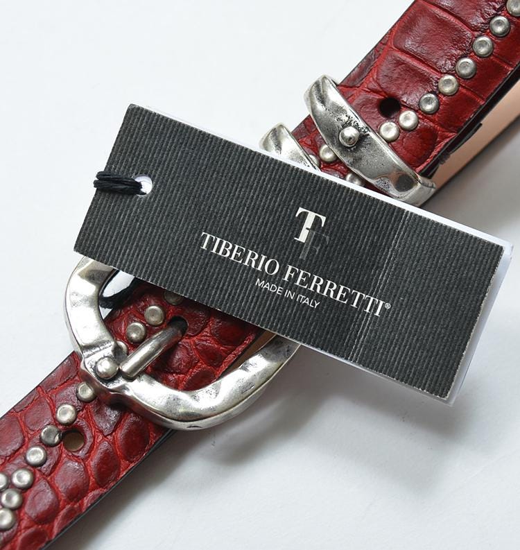TIBERIO FERRETTI Studded Leather Belt. - Etsy
