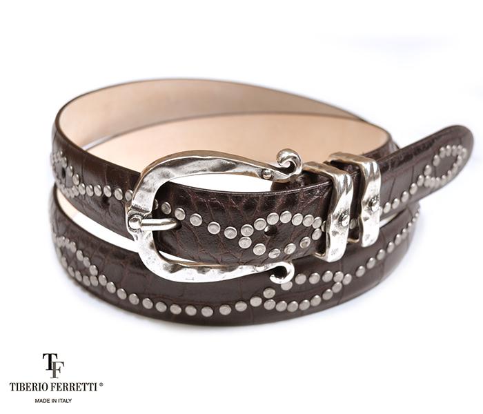 TIBERIO FERRETTI Studded Leather Belt. - Etsy display picture 2