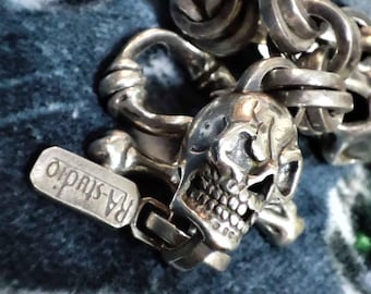 RA-studio製ブレスレット、925シルバー製、スカルモチーフ。 - Etsy 日本