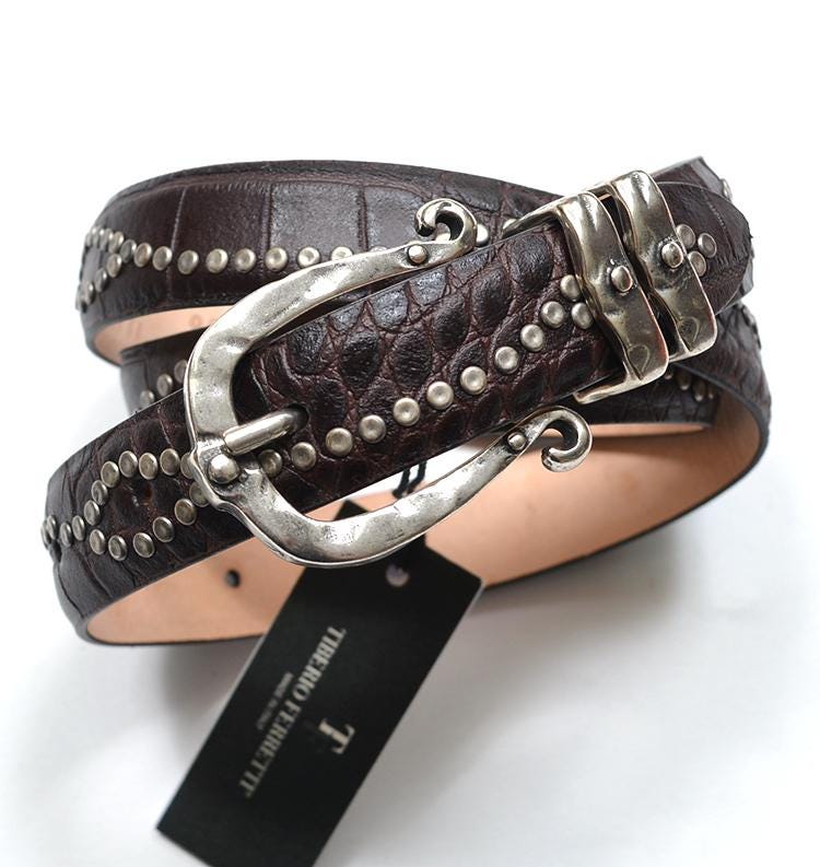 Tiberio Ferretti Black Leather Belt with Rhinestone Buckle BBA 4202 U90 Tiberio Ferretti Suede Belt - Black Belts, Accessories  main image 4