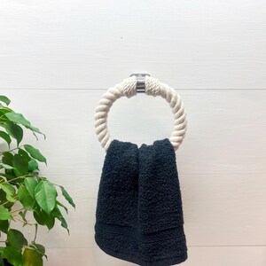 Towel Holders. White Cotton Rope. Decor Bathroom . Accessories for the Kitchen. Round Towel Rail.