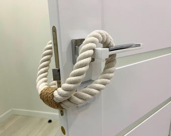White Cotton Rope Door Stopper with Jute Accent