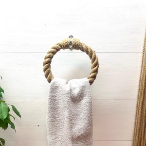 Towel holder. Round Jute Towel Holder Cotton Rope. Kitchen Design. Bathroom Accessories.