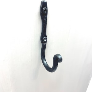 Hand-Forged Black Metal Hook – Rustic Wall Hook for Clothes, Towels, Curtains, Home Décor