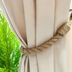 Сurtain tieback - Curtain holdback - Beige jute rope curtain tie - handmade eco-decor