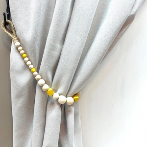 Wood Bead Curtain Tieback – Boho & Rustic Window Decor