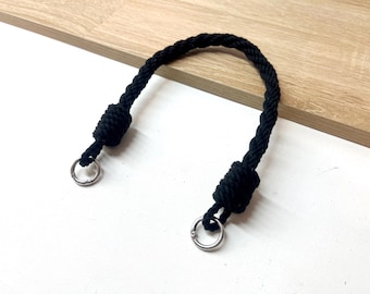 Black Rope Bag Handles with Metal Clasps – Stylish & Durable Purse Straps