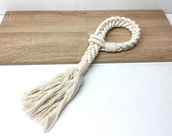 Handmade Cotton Rope Curtain Tieback: Braided Tassel, Boho Farmhouse Style
