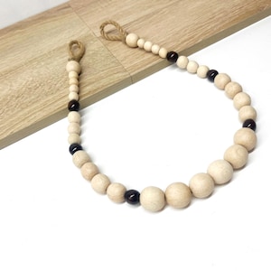 Wood Bead Curtain Tiebacks – Minimalist Natural Holdbacks for Drapes