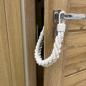 Fermaporta in corda bianca fatto a mano - Fermaporta con nodo nautico - Decorazione rustica costiera