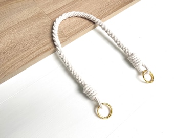 White Rope Bag Handles with Round Metal Clasps – Custom Length Purse Straps