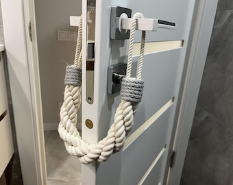 White Cotton Rope Door Stopper with Gray Accent