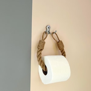 Toilet Paper Holder..Jute Rope  with Metal Hook – Rustic & Nautical Decor