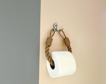 Toilet Paper Holder..Jute Rope  with Metal Hook – Rustic & Nautical Decor