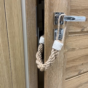 Handmade Jute Rope Door Stop with White Accents: Rustic Home Decor