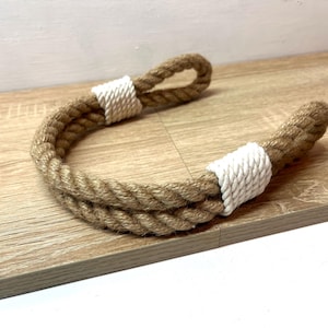 Curtain holder - Rustic Jute Curtain Tieback with White Accent – Boho Farmhouse Style