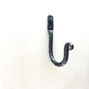 Hand-Forged Wrought Iron Hook: Matte Black Wall Decor