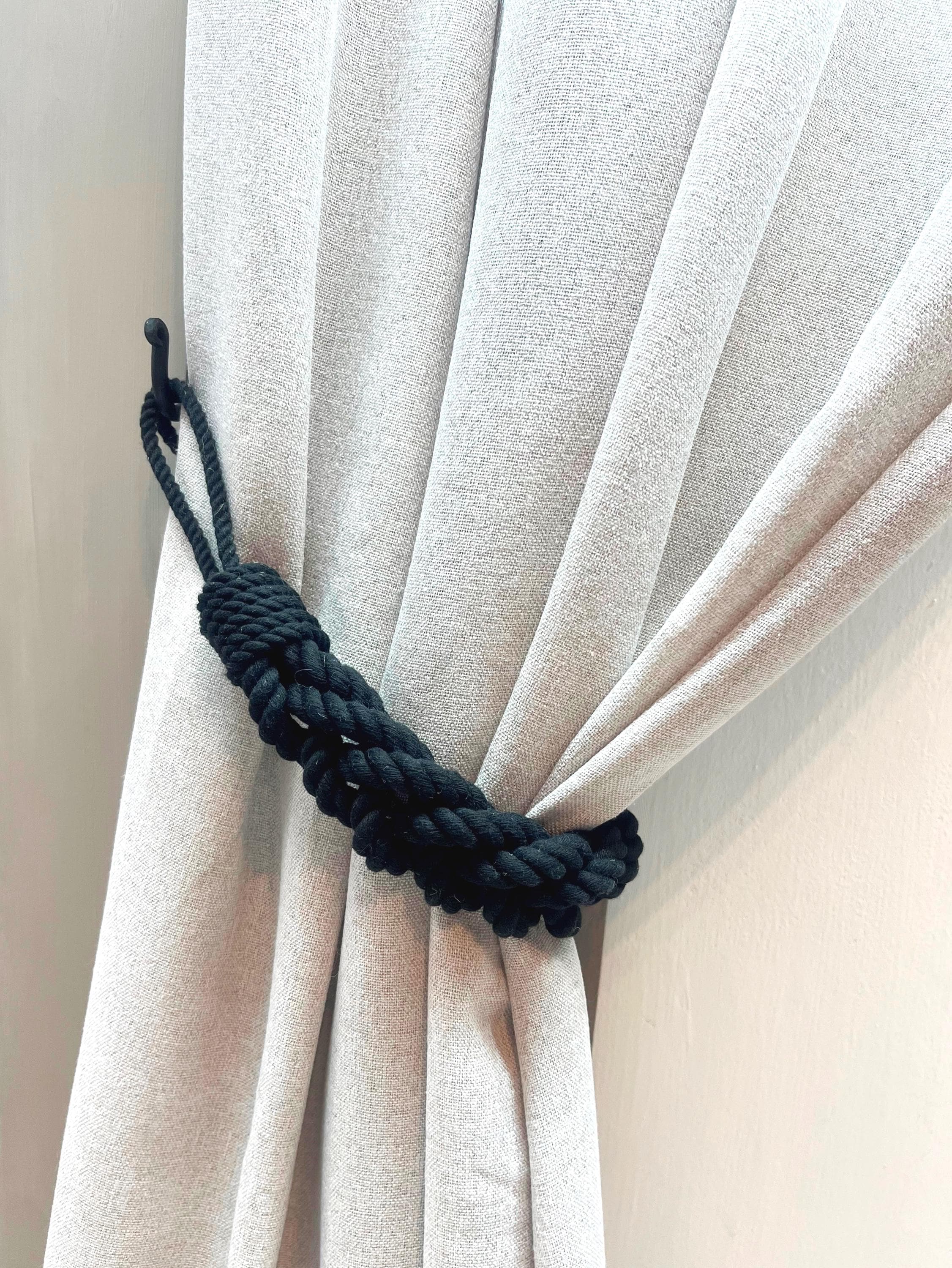 Elegant Black Braided Rope Curtain Tieback – Stylish Holdback for ...
