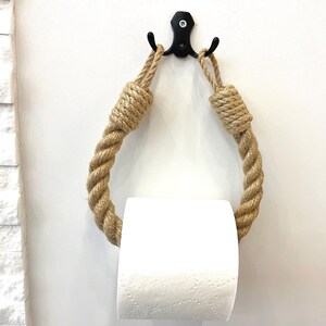 Porta carta igienica - Corda di iuta, gancio in metallo, stile ecologico, opzioni di colore - Design organico - Accessorio elegante per il bagno