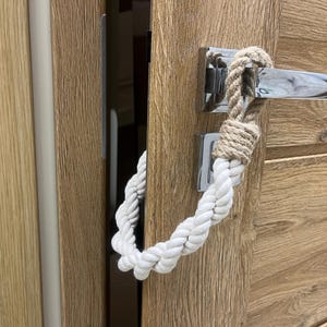 Door stopper -- Nautical Rope Door Stop – White & Jute Knot Doorstop – Rustic Coastal Decor