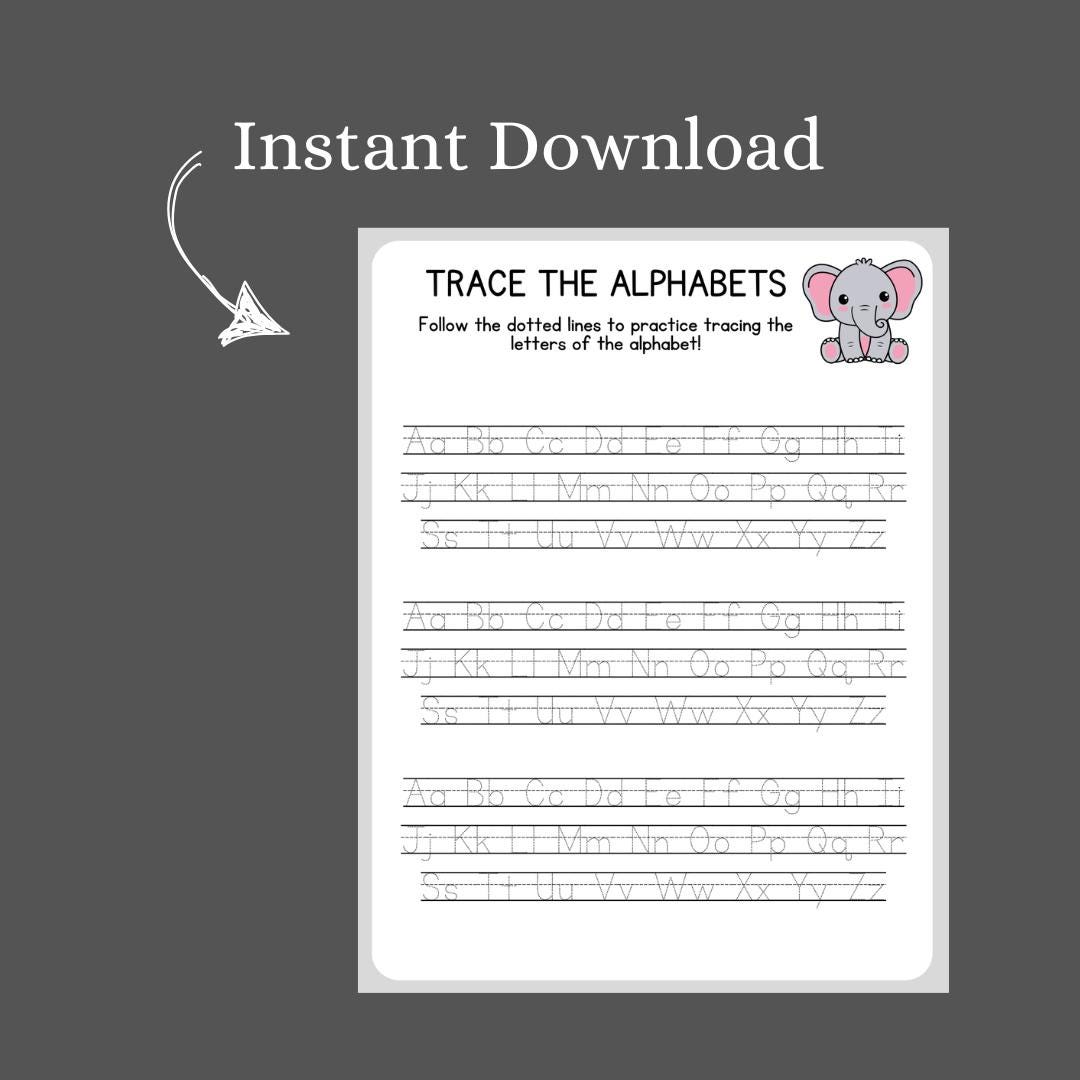 Printable Alphabet Tracing Worksheet | Handwriting Practice for Kids ...