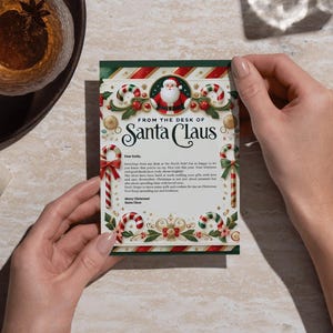 Carta de Papá Noel personalizada: recuerdo navideño personalizado para niños, carta de Papá Noel imprimible: experiencia navideña personalizada