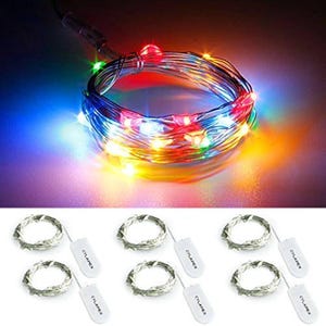 Multi Color LED Fairy Lights: 6 Pack Battery Operated String Lights