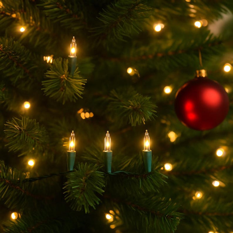 100ct Clear Incandescent Mini Christmas Lights – 20.5 Ft Long, 2.5" Spacing – Indoor/Outdoor Holiday String Lights Retro Style image 3