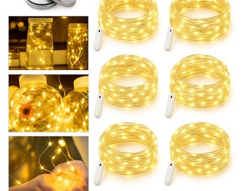 Warm White LED Fairy Lights - Battery Operated - 6 Pack