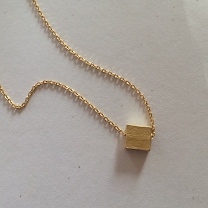 Tiny Gold Square Necklace...Silver Square Necklace...bridal party jewelry gift idea birthday