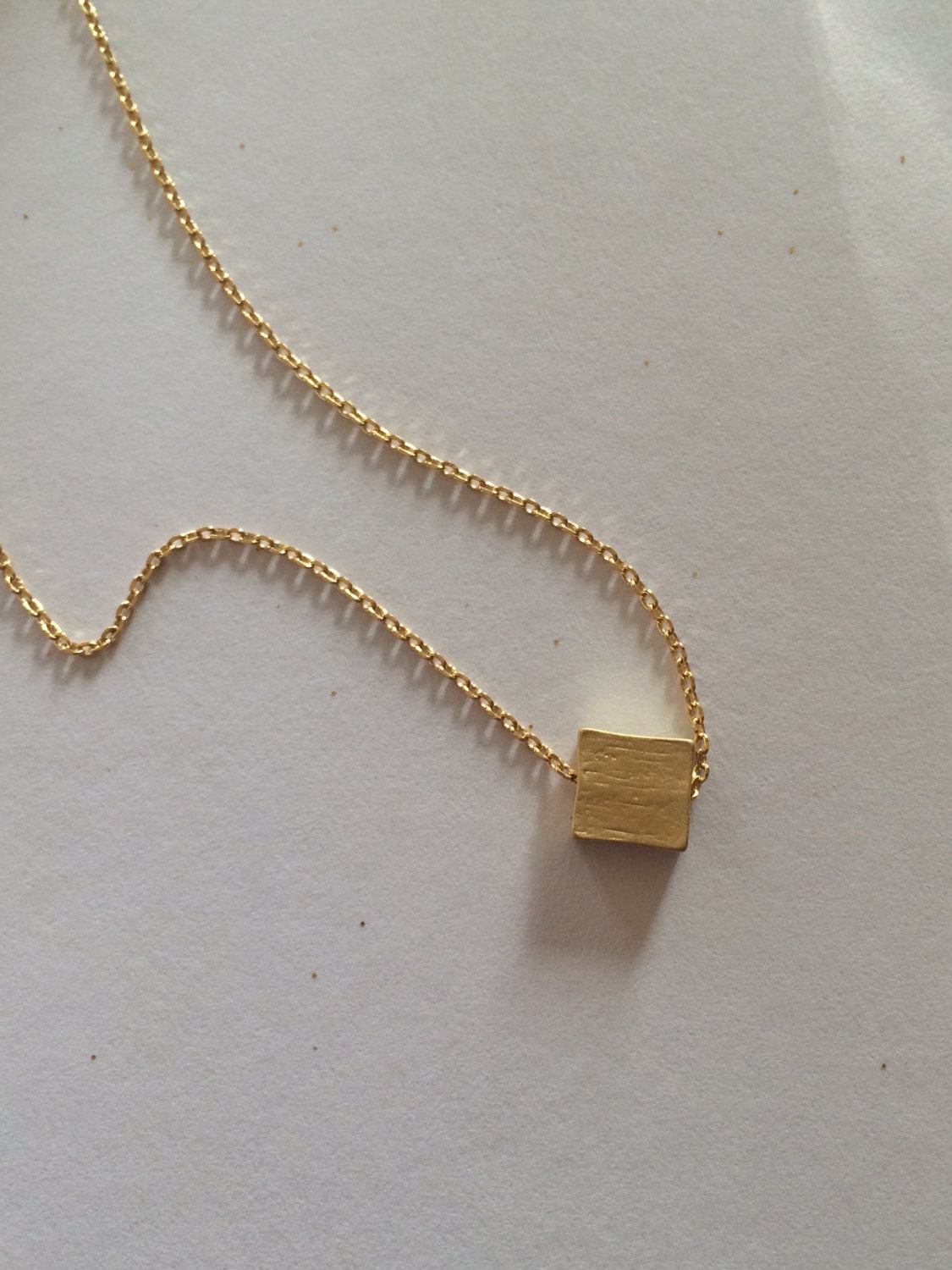 Kleine Gold-Quadrat Halskette...Silberkette Square... Braut Schmuck Geschenk Idee Geburtstag