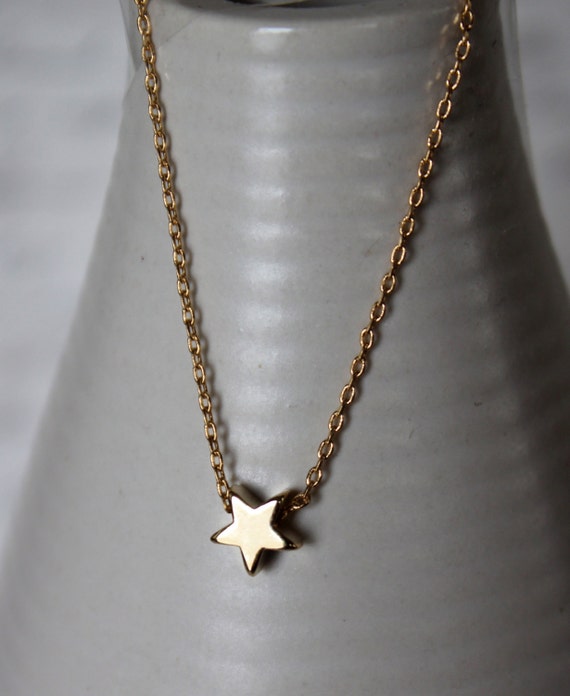 Gold Star Necklace...Small Star Necklace...Tiny Gold Star Necklace bridesmaid wedding birthday gift