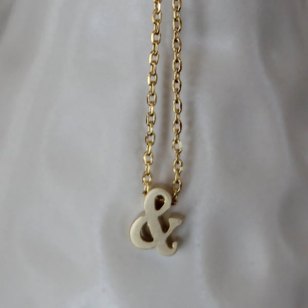 Tiny Gold Ampersand Necklace...Small & Necklace...Monogram jewelry...minimalist bridal party jewelry gift idea birthday