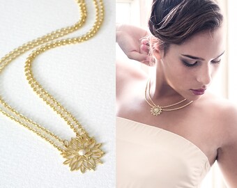 Snowflake necklace, Snowflake wedding, Winter wedding, Snowflake bridesmaid necklace