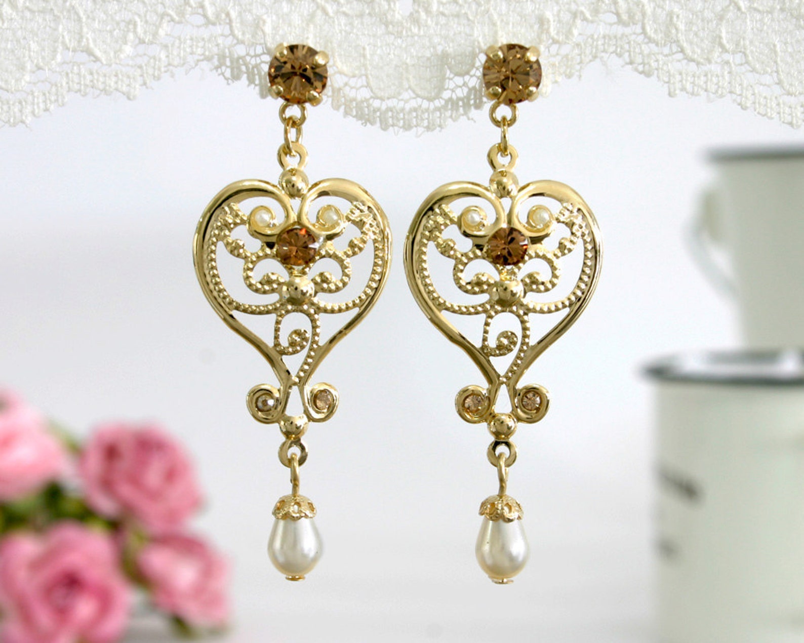 Chandelier Bridal Earrings Crystal Bridal Earrings Gold Etsy