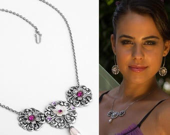 Lila Halskette, Lila Halskette, Lila Kristall Halskette, Halskette lila, Lila Amethyst Halskette, Mutter der Braut Schmuck