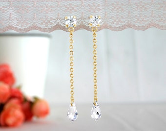 Long wedding earrings, Long bridal earrings, Wedding earrings, Crystal bridal earrings, Bridal tear drop earrings, Tear drop Bridal Earrings