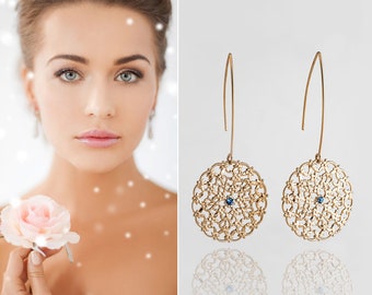 Boucles d'oreilles longues, boucles d'oreilles longues, boucles d'oreilles bridales, boucles d'oreilles de mariage longue, boucles d'oreilles de mariage d'or, boucles d'oreilles longues d'or, boucles d'oreilles d'or