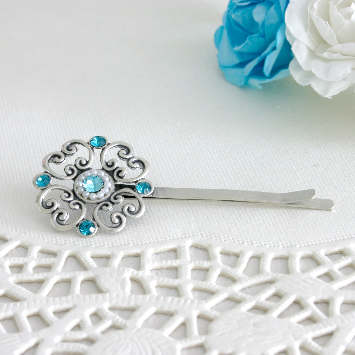 Blue wedding hair accessories Blue wedding Blue hair Etsy