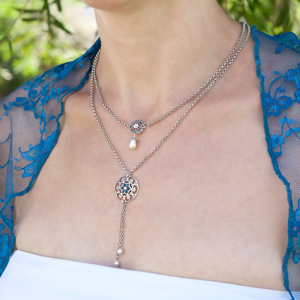 Silver layered necklace Layered necklace silver Layered | Etsy